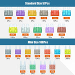 STHIRA® 165 Pcs Car Fuse Set Kit, ATC/ATM Car Fuses, Blade-Type Automotive Fuses - Standard & Mini Size (2A/3A/5A/7.5A/10A/15A/ 20A/25A/30A/35A/40A), Replacement Fuses for Car/Truck/Motorcycle/Boat