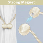 HASTHIP Magnetic Curtain Tiebacks for Home and Office Featuring 40cm Rope & Anti Rust Magnets | 8Pcs Beige Set