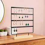 HASTHIP Earrings Organizer for Display with 4 Tier 88 Slot Metal Stand and Wooden Base | for Women