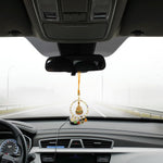 HASTHIP Car Hanging Ornament for Rearview Mirror featuring Golden Alloy Gourd and Crystal Beads | Good Luck Car Decor Gift