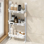 HASTHIP Bathroom Organizer for Over Toilet Storage with No Drill Adhesive Setup | 3 Tier 34x87cm PP Rack