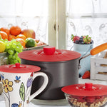 HASTHIP Silicone Bowl Covers for Pots and Containers featuring Suction Seal Lids 5 Sizes Red