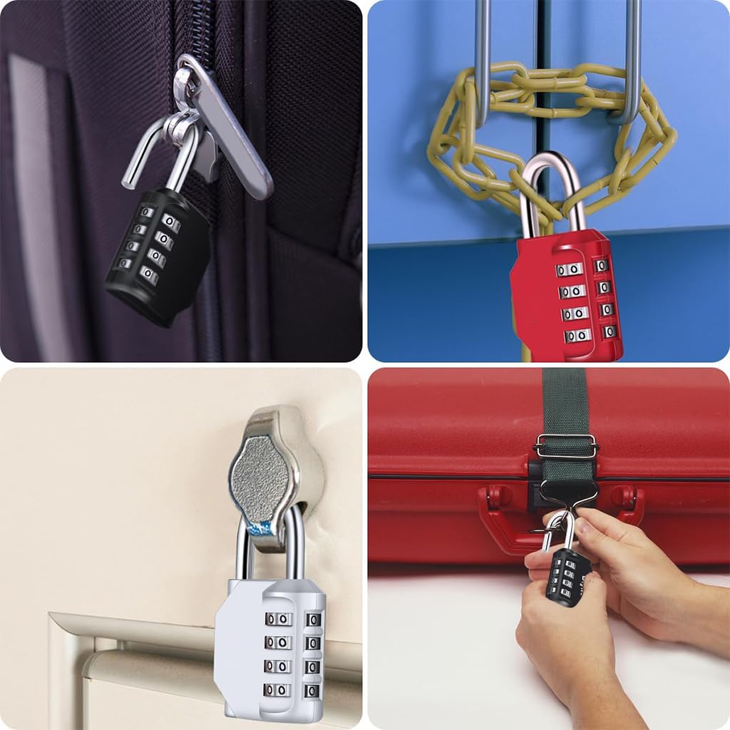 HASTHIP Combination Padlocks for Door with 4 Digit Password & 6.4x3.3cm Steel Body | Pack of 4