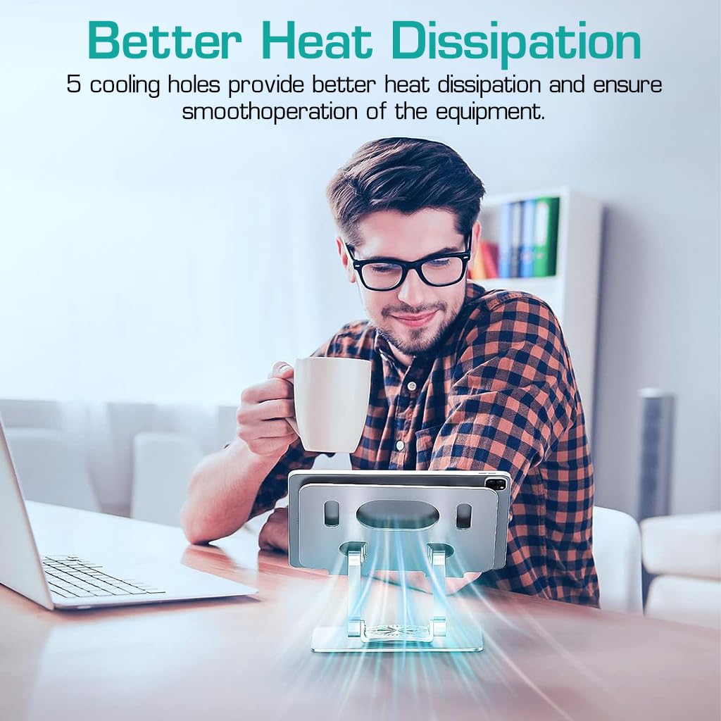 HASTHIP® Tablet Stand, Metal Stand Foldable, Adjustable Universal 360-degree Rotatable Metal Tablet Holder, Phone Stand Compatible for iPad/iPhone/iPad Pro or Other 4.7~12.9 Inch-Screen Devices