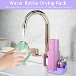 HASTHIP Water Bottle Drying Rack for Stanley Cup with Lid Holder and Straw Slot | Purple Silicone 10.5 cm Tray