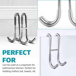 HASTHIP Door Hook Rack for Glass or Room Doors featuring 4-Prong Double-Sided Design | Stainless Steel Removable Organizer