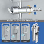 HASTHIP Shower Head Holder for 16–27mm Slide Bar with Dual Hooks and Adjustable ABS Bracket