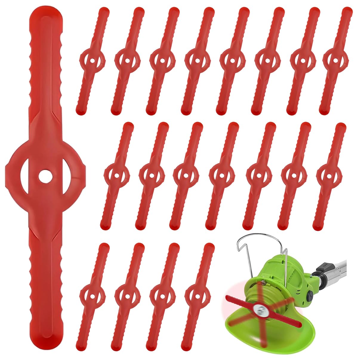 HASTHIP mower blades replacement for grass trimmer with 20 pcs 14 cm serrated plastic blades | universal fit for brush cutter