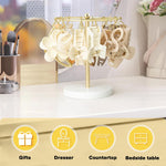 HASTHIP Metal Claw Clip Organizer for Vanity and Dresser with 16 Loop Hooks | Gold Display Stand
