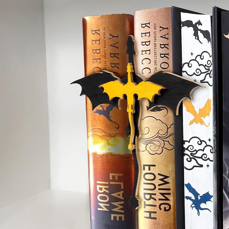 HASTHIP Book Divider for Sorting with 4.9 in 3D Wooden Dragon Design | Decorative Bookshelf Organizer