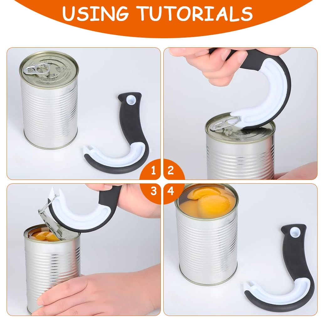 HASTHIP Easy Open Ring Pull Can Opener for Cans and Jars with Ergonomic Hook 15.5×9 cm | Strong Rubber Grip for Seniors and Weak Hands