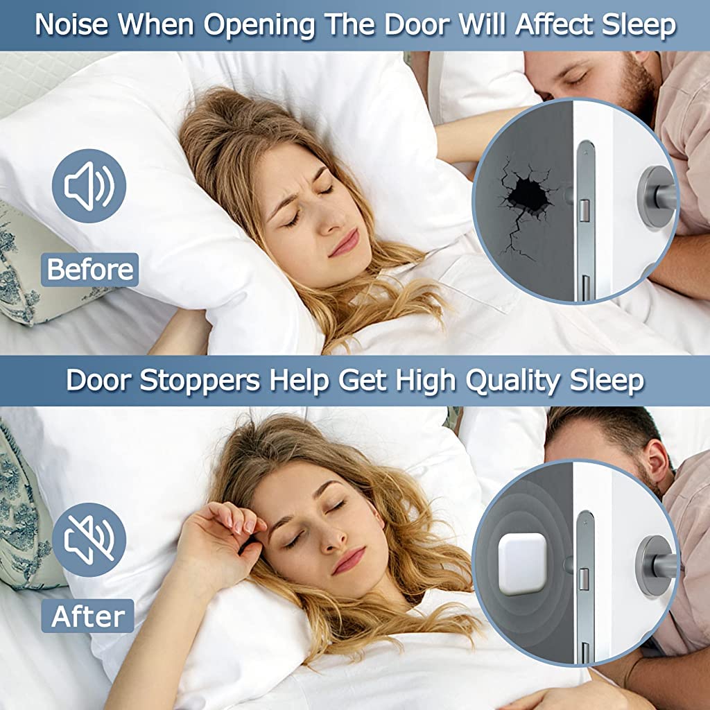 HASTHIP Door Stopper for Home with 8 pcs 4.5×4.5 cm Silicone Pads featuring Shock Absorption | White