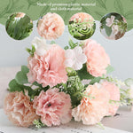 2Pcs Carnation Artificial Flowers for Vase Decoration Home Decor Items Plastic Flowers Decoration Fake Flowers for Home, Living Room, Festival, Party, Wedding Decor, DIY, No Vase or Basket