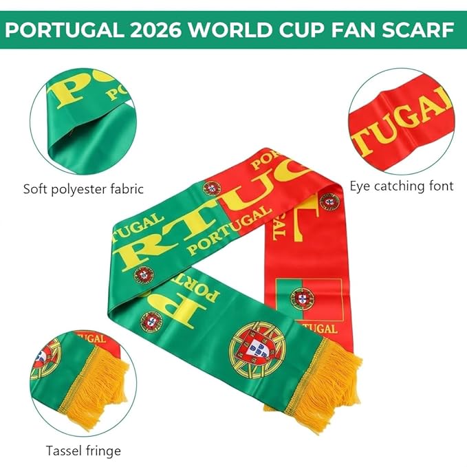 HASTHIP® World Cup 2026 Scarf & Shawls, Unisex Double-Sided Print Scarf for Men Women Match Schedule Viewing Gear Soccer Fan Gift-Red
