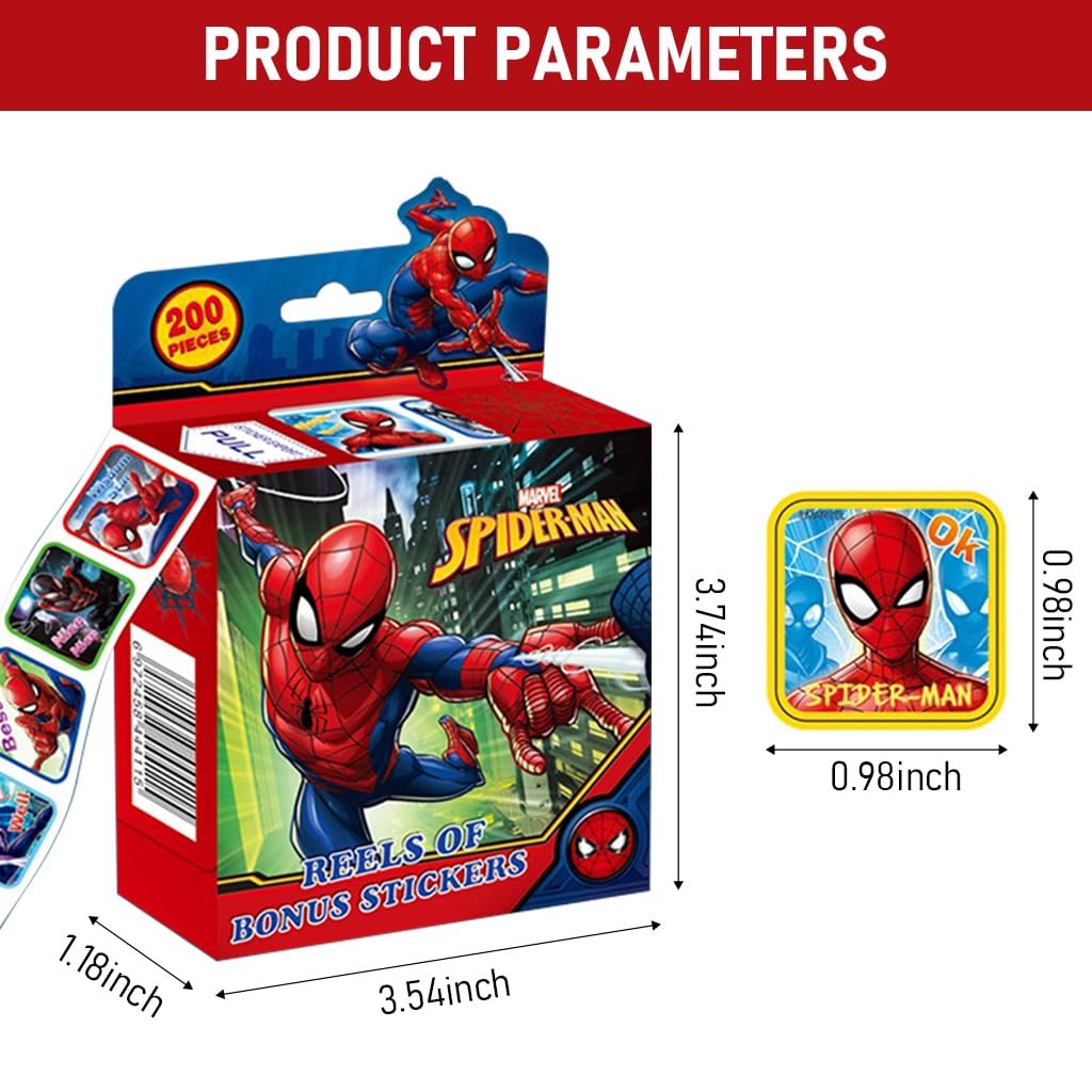 HASTHIP Stickers for Kids Rewards 200 pcs 0.98 in Waterproof Plastic | Superhero Gift Set