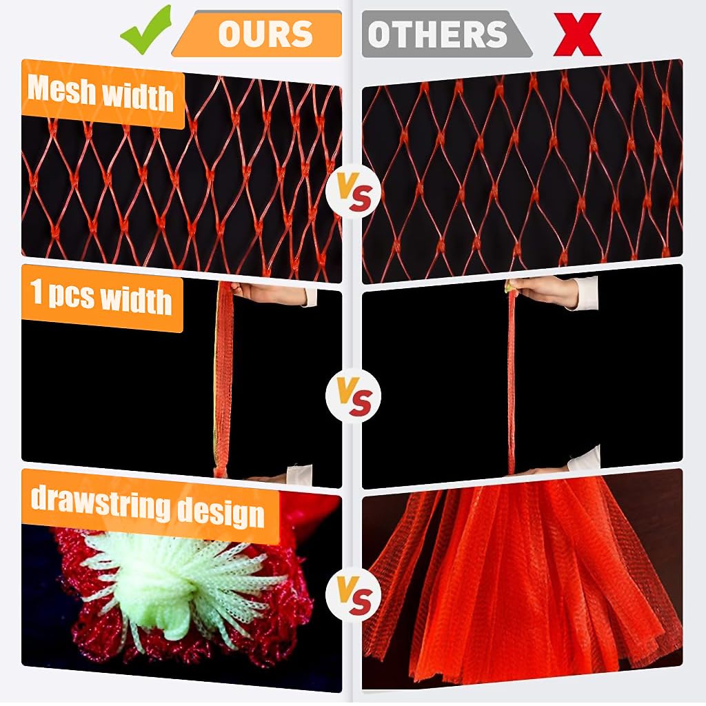 HASTHIP Hanging Watermelon Nets Bags for Trellis with Drawstring Closure 40CM 100pcs | Reusable Polypropylene Fruit Hammock