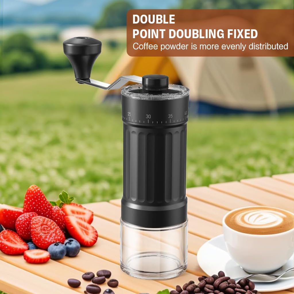 HASTHIP® Coffee Bean Grinder Manual Manual Burr Grinder Moka Pot Espresso Coffee Adjustable Coarse Design Conical Ceramic Burr for Espresso,Pour Over