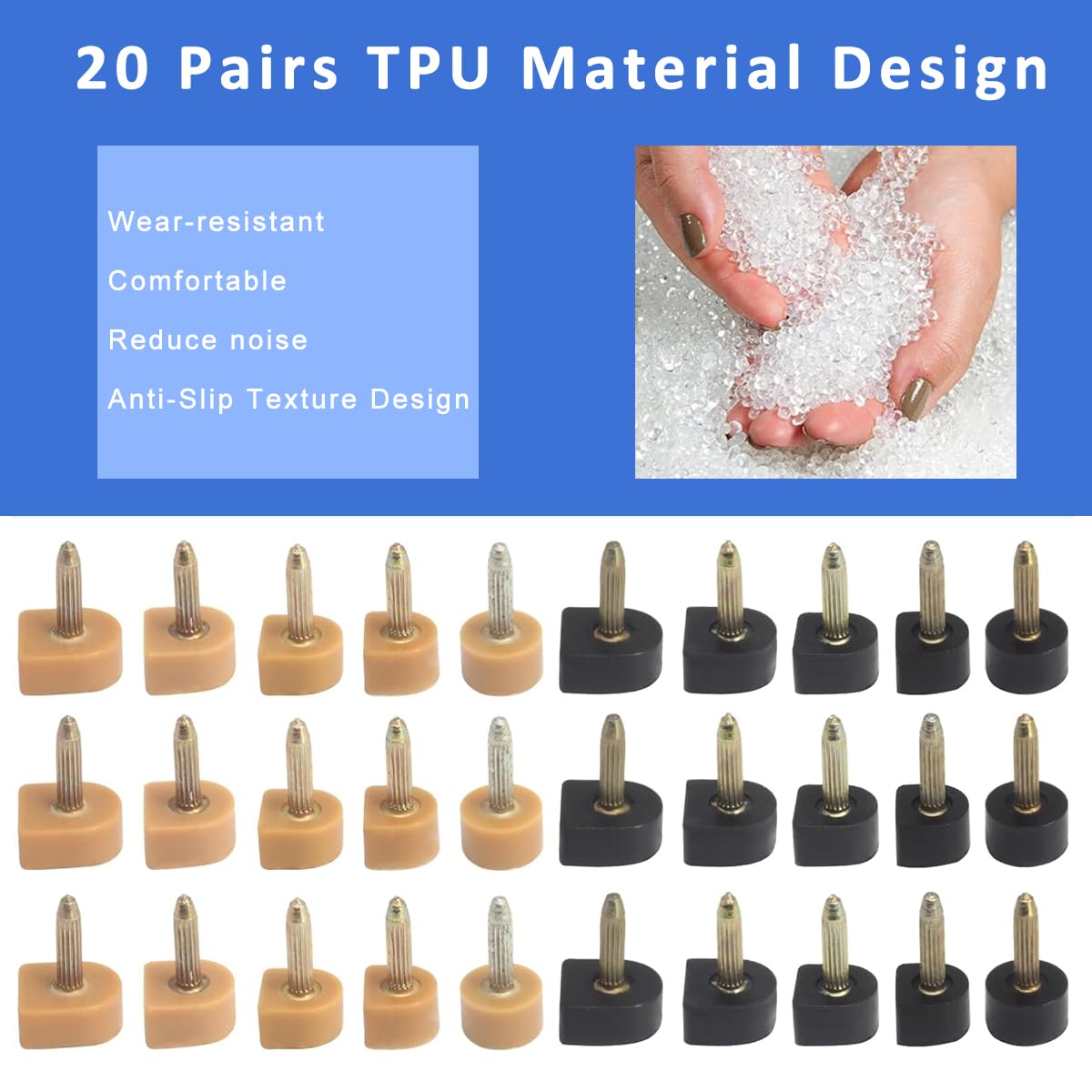 HASTHIP Women's Shoe Heel Repair Kit for High Heel Replacement with 20 Pairs 9–12.5mm TPU Tips | Anti Slip Design and Plier Tool