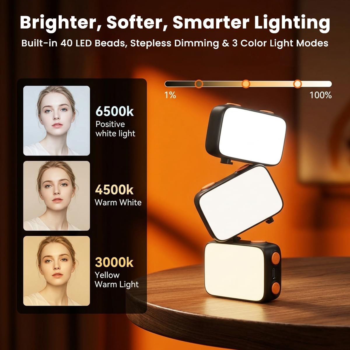 HASTHIP LED Fill Light for DJI Osmo Pocket 3, 3-Color Dimmable Camera Light Only