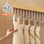 HASTHIP Wooden Hanger for Clothes with 12 Hooks 41x8cm | Sliding Wall Mounted Rack