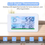 HASTHIP Digital Thermometer and Hygrometer for Home and Office with 4‑inch LCD Display featuring Alarm Clock and Snooze | Temperature Range -50°C to 70°C