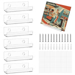 HASTHIP Vinyl Record Shelf Wall Mount for Album Display 6 Pack with 4 Inch Acrylic Racks | Clear Wall Storage Organizer