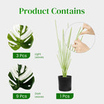 HASTHIP Artificial Monstera Deliciosa Plant for Home or Office Decor with Black Pot | 23.6 in Lifelike Greenery