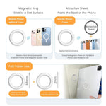 HASTHIP® Magnetic Ring Holder for iPhone 12 13 14 15, Universal MagSafe Compatible Phone Stand, Strong Adhesive Magnetic Mount for Car, Desk, Wall, Foldable Phone Grip, Secure PU Cover Attachment