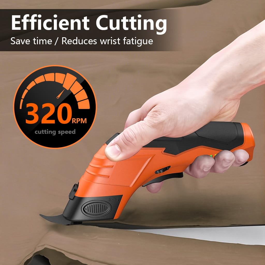 Serplex® 3.6V Cordless Electric Scissors with Safe Lock, Cardboard Cutter Electric Fabric Scissors with Tungsten Steel Blades, 2000mAh Rechargeable Fabric Cutter for Crafts Leather Carboard Plastic