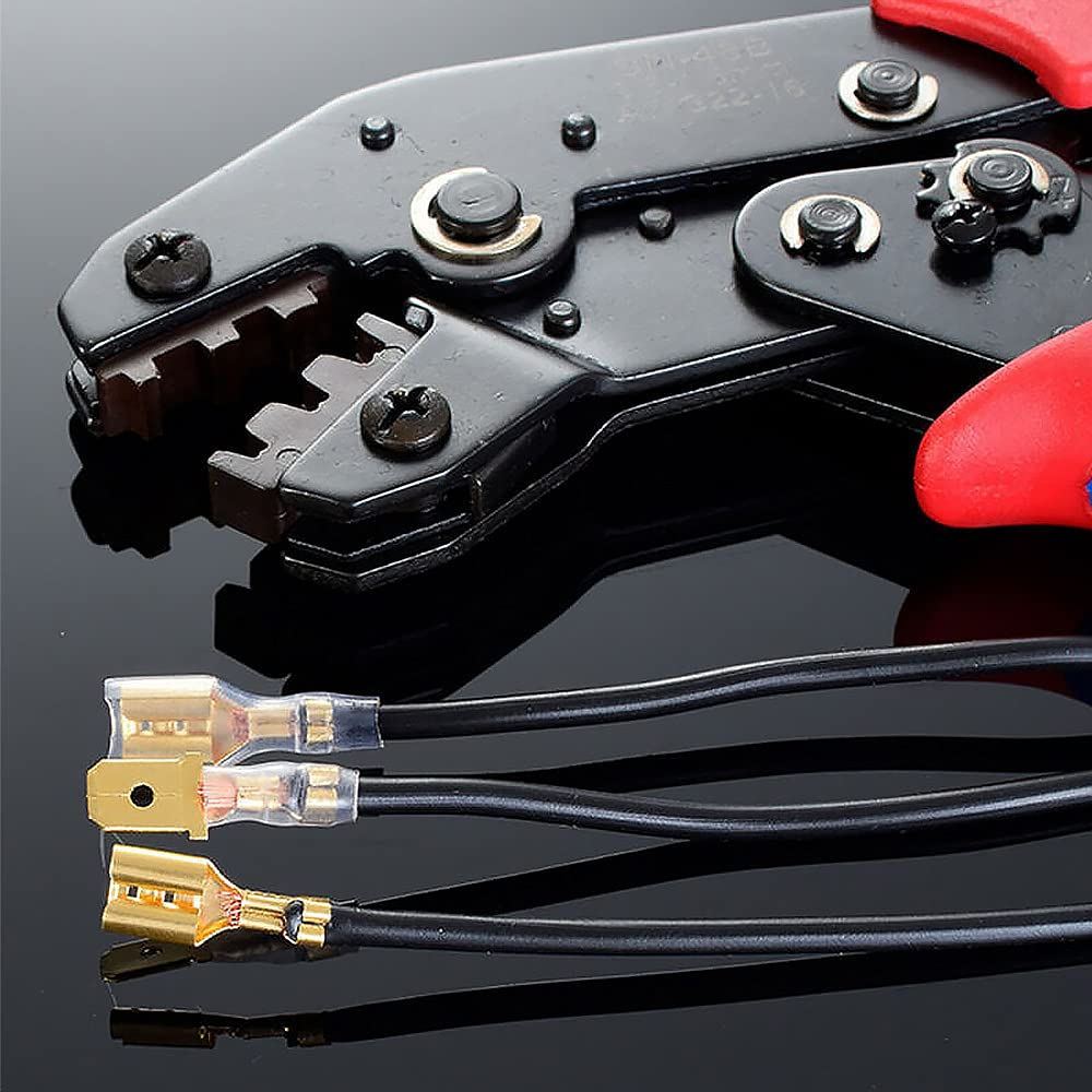HASTHIP Wire Terminals Crimping Tool Kit with 600PCS Spade Connectors for AWG22-16 featuring Self-Adjusting Ratcheting Pliers | Alloy Steel Construction