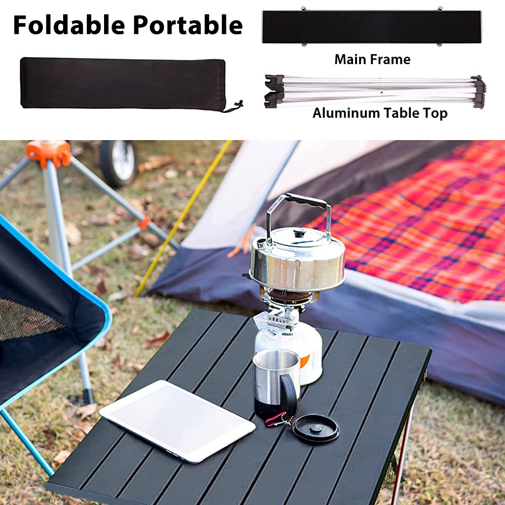 HASTHIP® Camping Table Foldable Table 56*40.5cm Aluminum Top for Outdoor Cooking, Hiking, Travel, Picnic, Sturdy Constructed Camping Table with Storage Bag