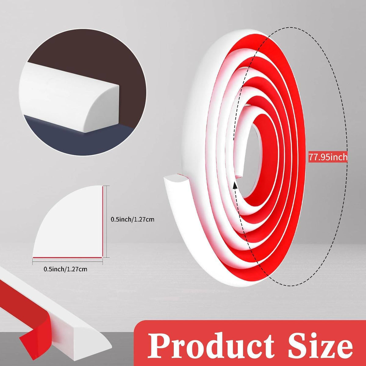 HASTHIP Flexible Trim Caulk Strip for Wall Moulding and Corners featuring Self Adhesive 16.4Ft TPE | Easy DIY Installation and Waterproof Finish