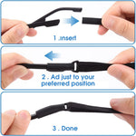 HASTHIP Glasses Straps Adjustable 23–40 cm with Silicone Sleeves and Elastic Nylon | 9 Pcs Set for Adults Sunglasses