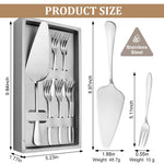 HASTHIP Cake Server Combo Set for Parties with 5Pcs Forks and 2 in 1 Serrated Cutter Silver