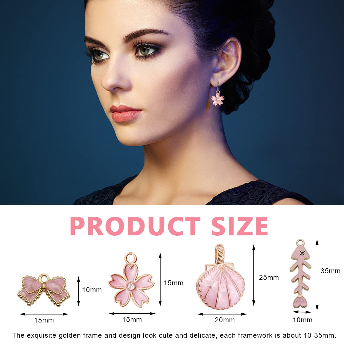 HASTHIP® Palay 31Pcs Diy Jewelry Making Pendent Kit Assorted Lovely Enamel Charms Pendents Gold Plated Diy Charm Necklace Bracelets Pendent Kit For Bracelet Jewelry Making And Crafting, Pink