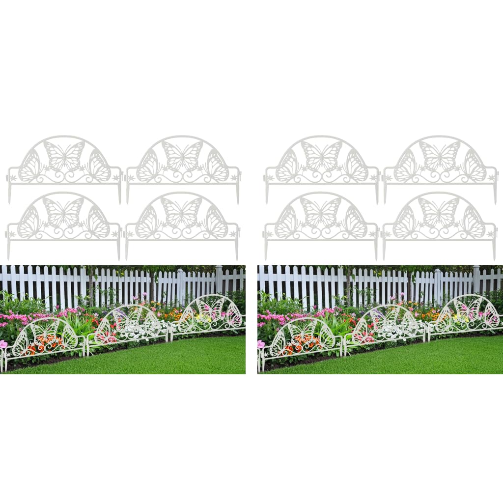 HASTHIP Garden Fence Border Edging for Pathways and Lawns featuring Butterfly Cut Out PVC Panels 47x30 cm 8PCS | Decorative Outdoor Flower Bed Fencing