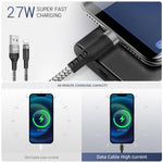 Light-ning Charging Cable 27W 3A Fast Charging Cable 10ft Long Light-ning Charging Cable Data Cable Support 480Mbps Data Transmission Compatible with Phone