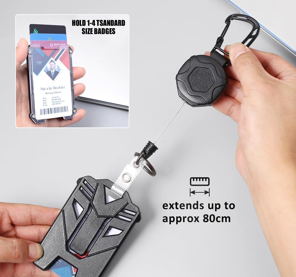 HASTHIP Retractable Keychain with 31.5 inch Metal Reel and Quick Release Carabiner | ID Badge Holder