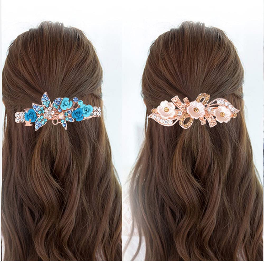 MAYCREATE Hair Clips for Women Alloy Rhinestone Hair Pins for Women and Girls Stylish Latest Flare Clips Barrettes Spring Hair Pins Clips Hair Jewelry Accessories Gift for Women Girls - 3 Pcs