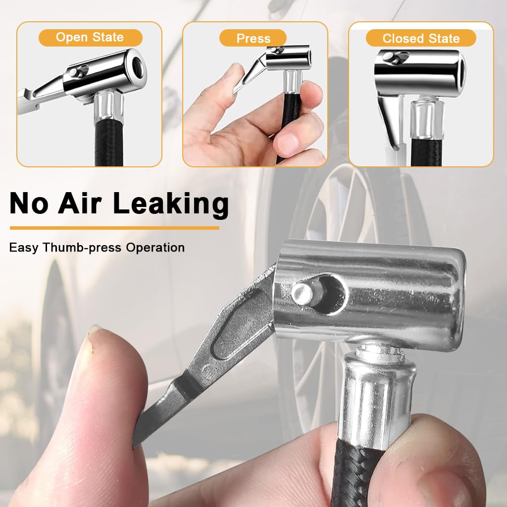 HASTHIP® APEX PERFORMANCE PRODUCTS Flexible Rubber Tire Iator Extension Hose with Built-In Deflation Valve & Quick-Connect Fitting, Universal Air Chuck Adapter for Car, Motorcycle, Bike, Durable