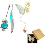 HASTHIP Metal Feather Bookmark for Books with Glow in the Dark Butterfly Chain | Zinc Alloy 11.5cm