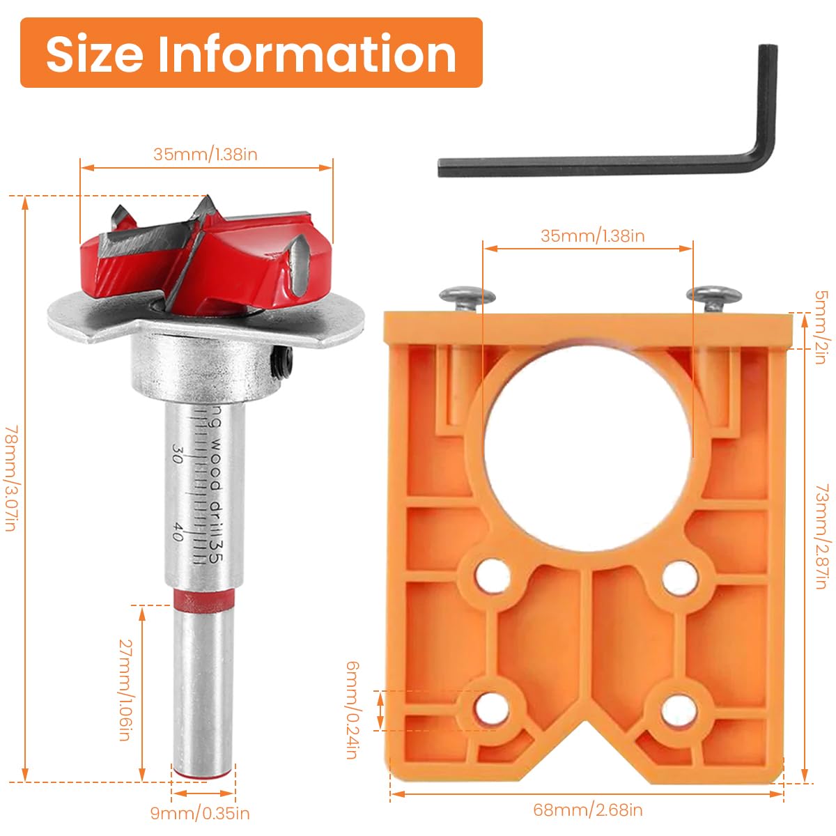 HASTHIP® 35mm Hinge Drilling Jig 35mm Concealed Drilling Tool Set Kit Jig Hinge Jig Drill 35mm Concealed Drilling Tool Set Kit Accurate Hinge Alignment Tool for Door Window Carpentry Furniture