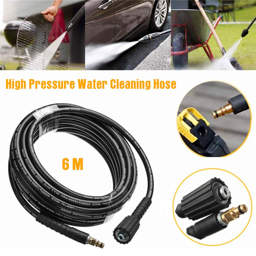 HASTHIP Pressure Washer Hose 6m 5800 PSI for Car Cleaning with PVC Material | 2PCS Set
