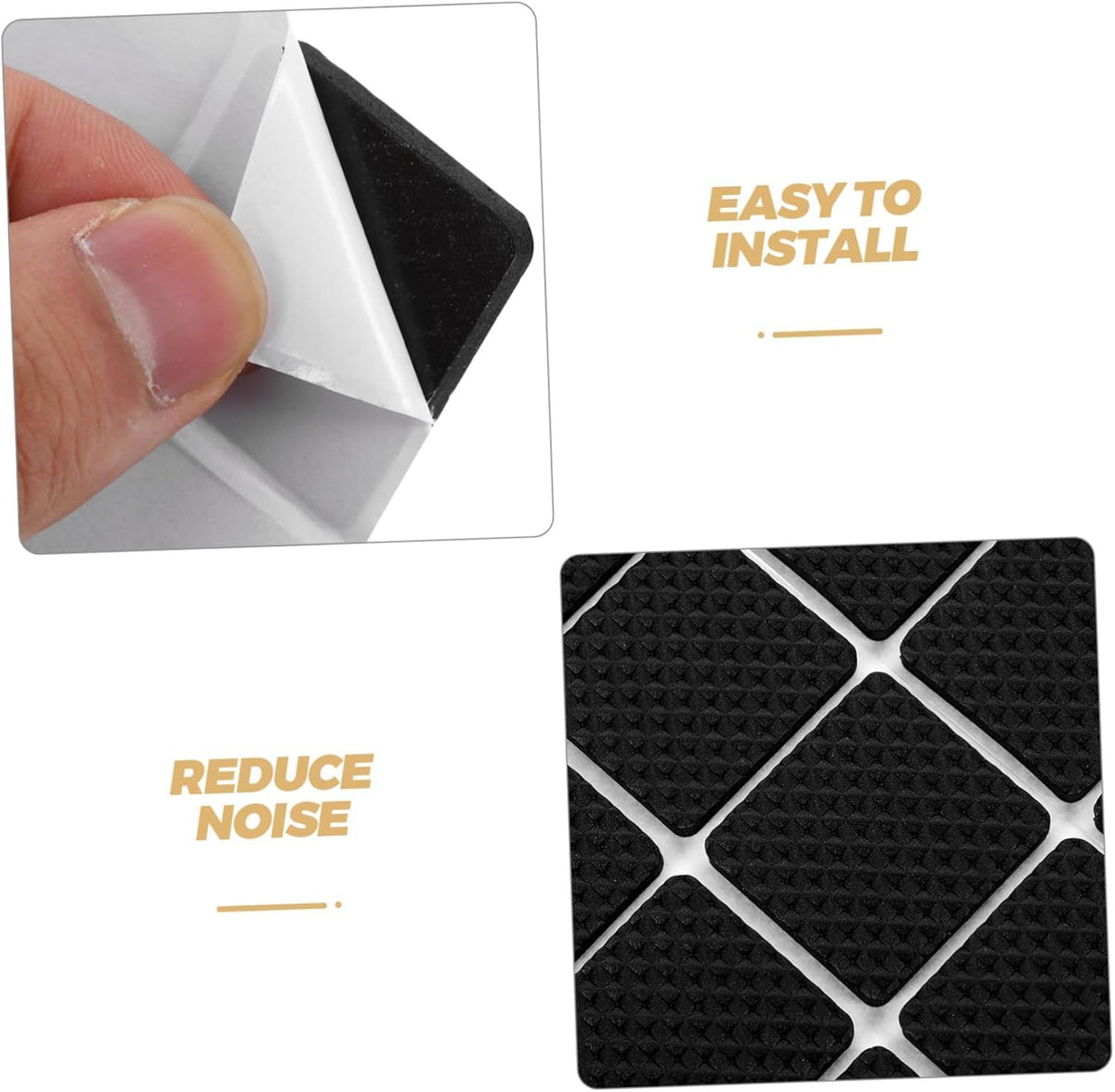 HASTHIP® 30PC Chair Leg Floor Protector, Self Adhesive Non-Slip Square Black Furniture Pads Balance Chair Leg Pads Anti Scratches Reduce Noise for Floor Protection, Hardwood, Tile, Marble