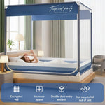 HASTHIP® Double Bed Mosquito Tent with Frame, Built in Phone Pocket & Charging Cable Open, Roofed Full Coverage Fine Mesh Mosquito Tent with Dual Side Zip-up Doors, 1.8m x 2m x 1.7m
