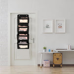 HASTHIP Over The Door Organizer for Wall and Closet Storage with 4 Felt Shelves and Clear Windows | Black