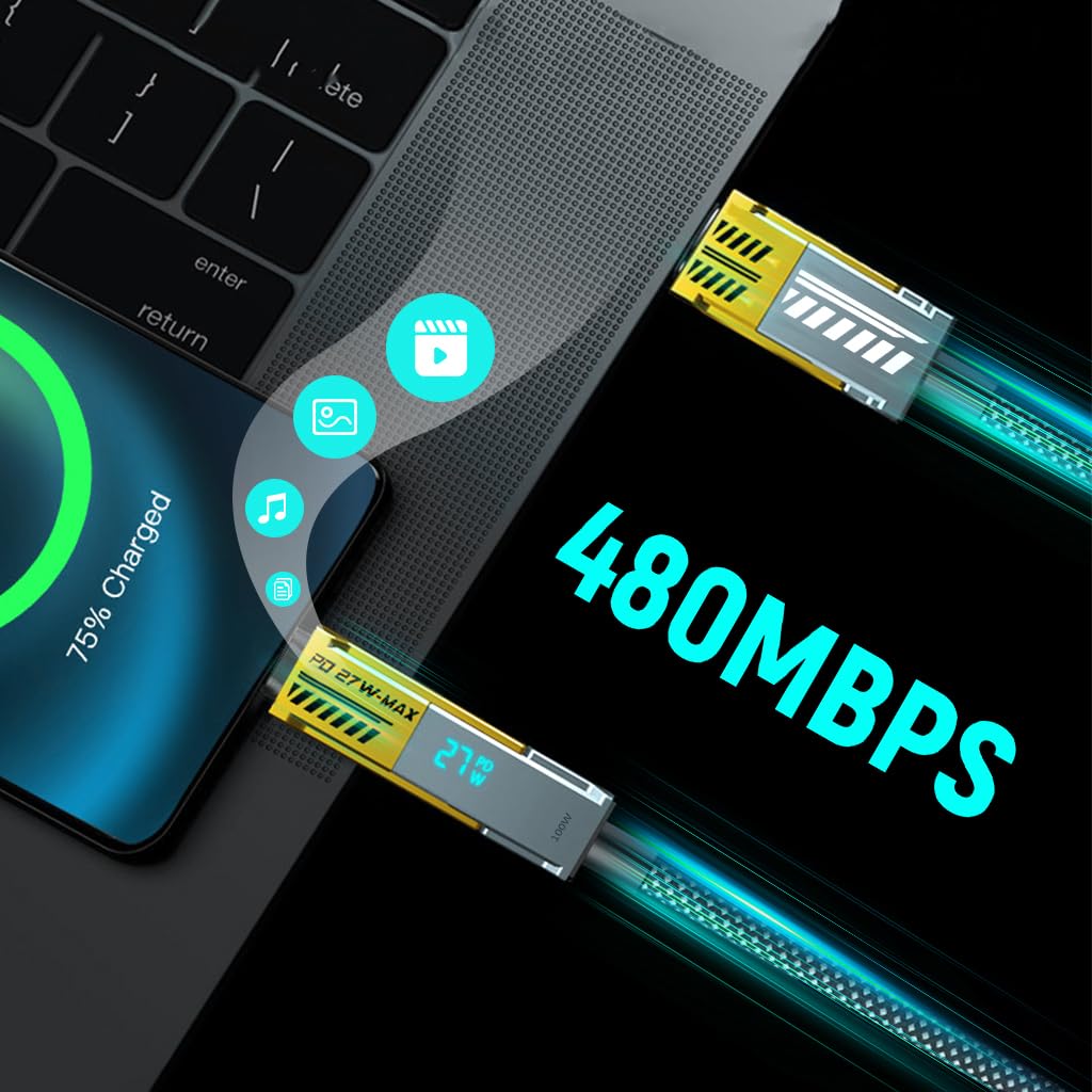 PD100W 4-IN-1 Multi-function Digital Fast Charging Cable, 480Mbps Data