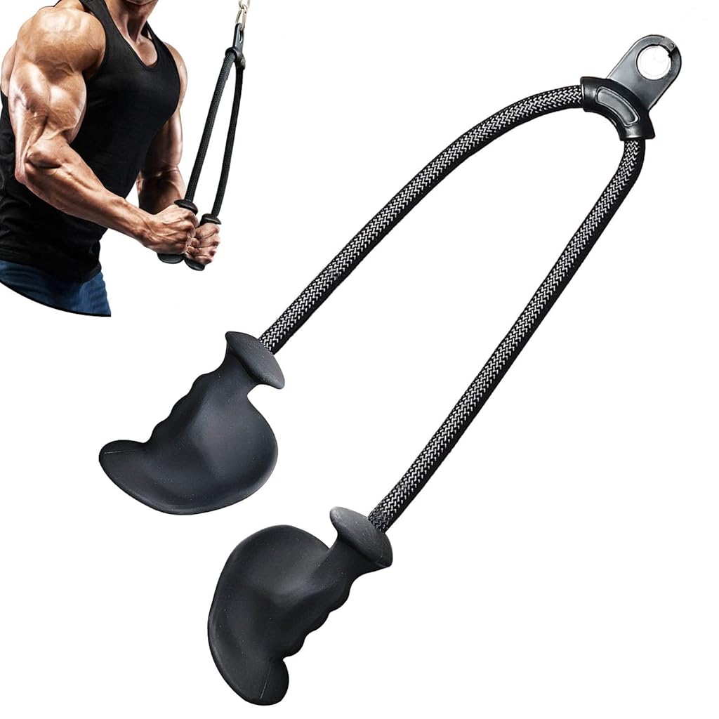 HASTHIP® Cuerda de Tríceps Ergonómica 27/32/40/47 Pulgadas,Accesorios de Polea Cable para Ejercicios Brazos,Barra LAT Pulldown y Entrenamiento en Gimnasio Negro