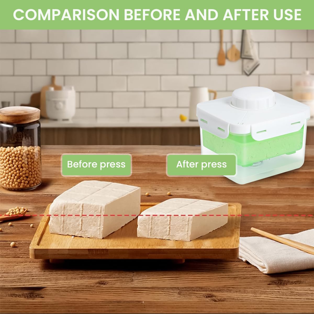 HASTHIP Tofu Press for 8–14 oz Homemade Firm Tofu with Adjustable Spring Mechanism | BPA‑Free