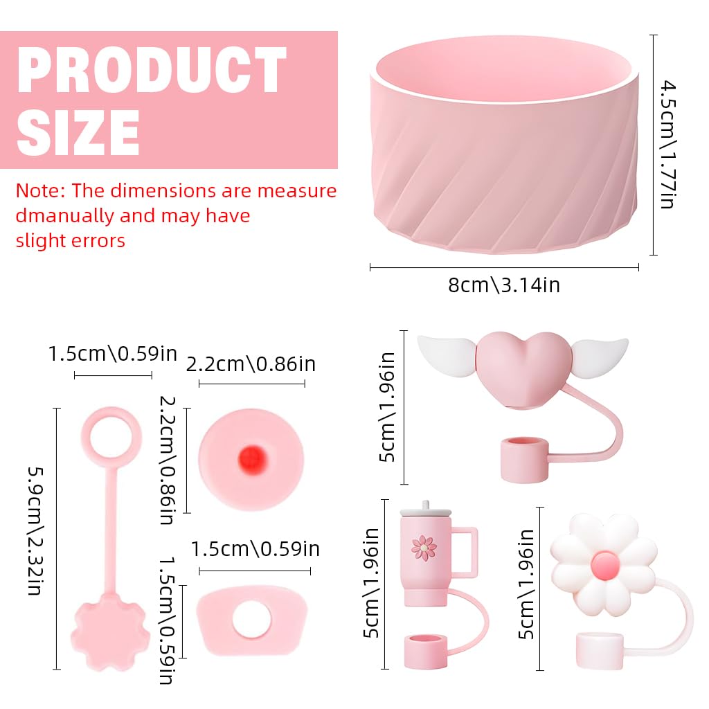 HASTHIP Stanley Cup Accessories Set with 10Pcs Silicone Straw Caps and Cup Boot | Fits 9–10mm Straws